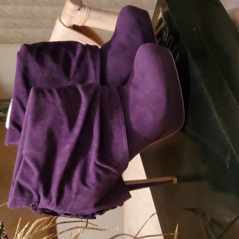 Purple Suede Ankle Boots